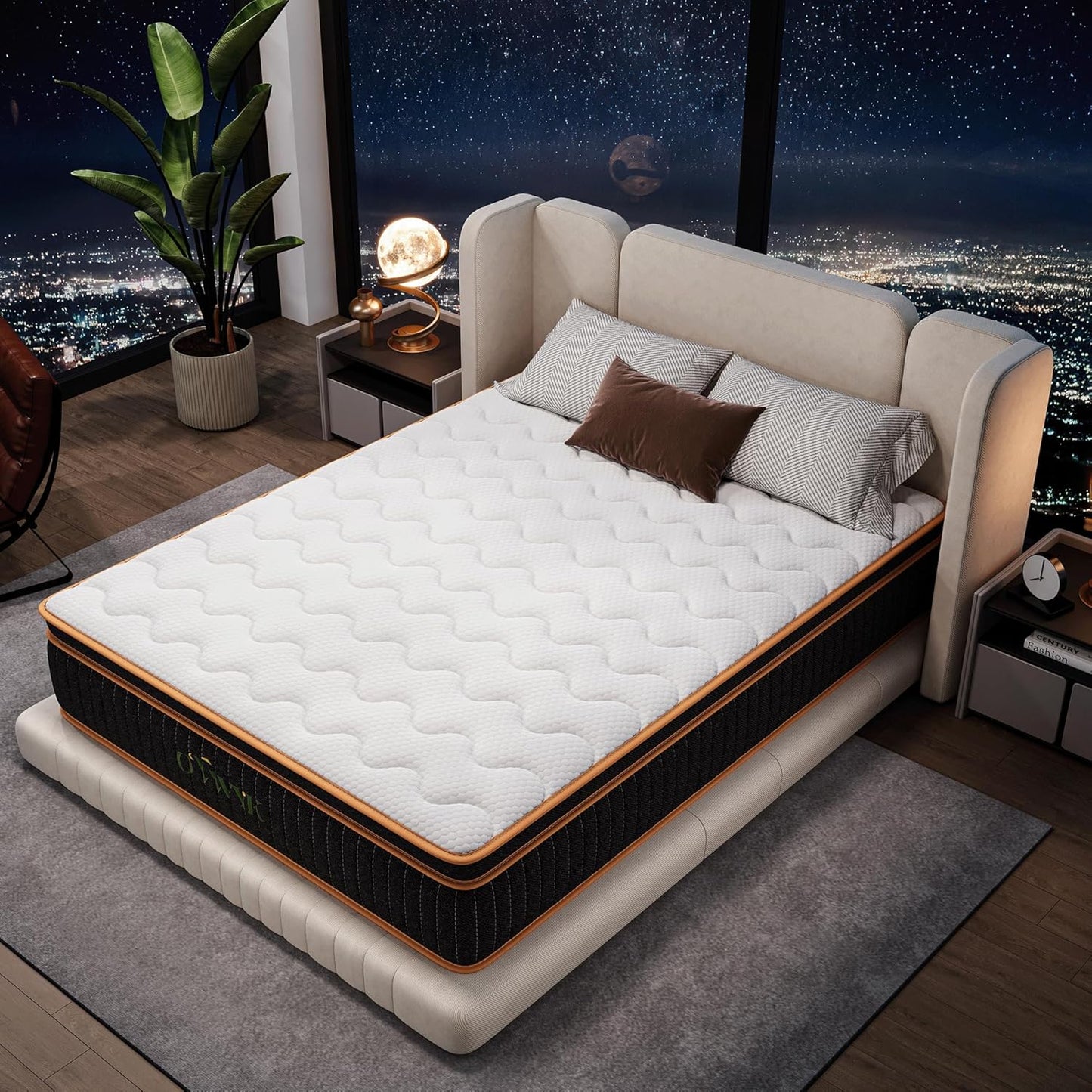 Queen Mattress 12 Inch, Hybrid Mattress Queen Size Bed in a Box, Memory Foam and Individual Pocket Springs, Edge Support, Motion Isolation & Pressure Relief, Medium Firm, 365-Night Trial
